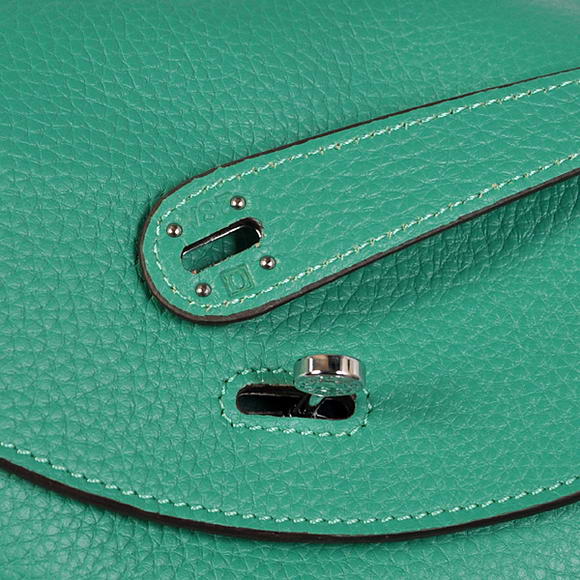 High Quality Replica Hermes Lindy 30CM Havanne Handbags 1057 Green Leather Silver Hardware - Click Image to Close